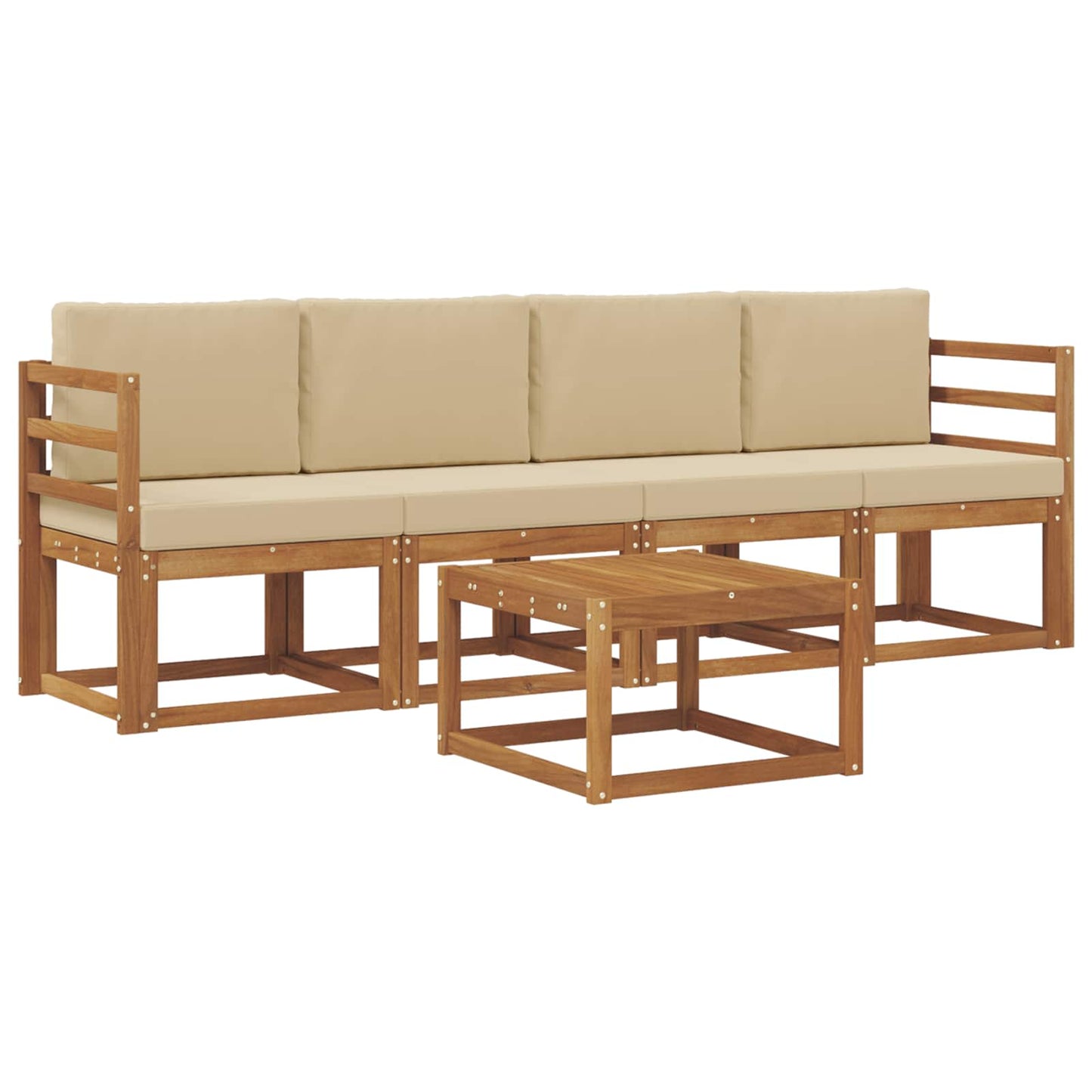 vidaXL Σειρά Καναπέ Εξωτερικού με μαξιλάρι 5 pcs Φυσικό και Μπεζ