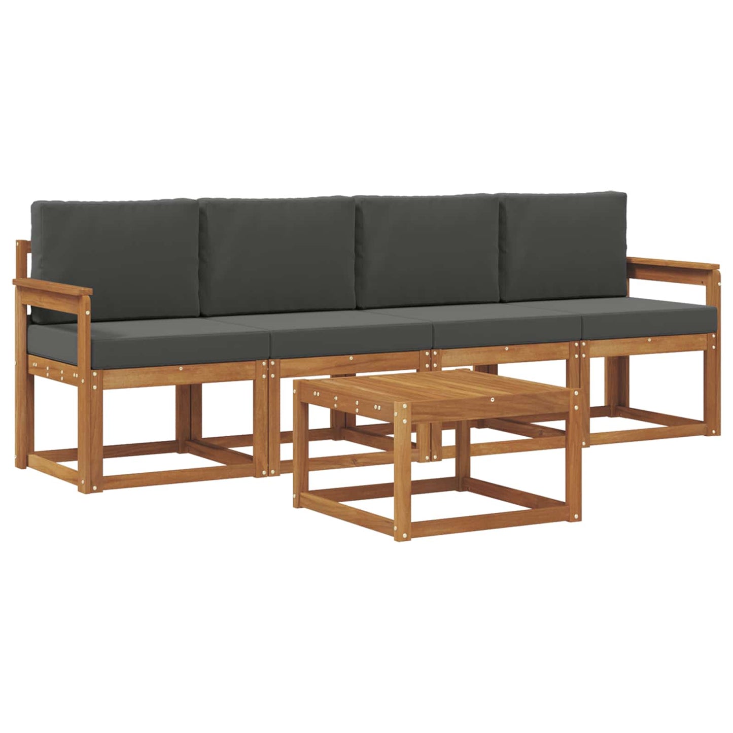 vidaXL Σειρά Καναπέ Εξωτερικού με μαξιλάρι 5 pcs Φυσικό και Ανθρακί