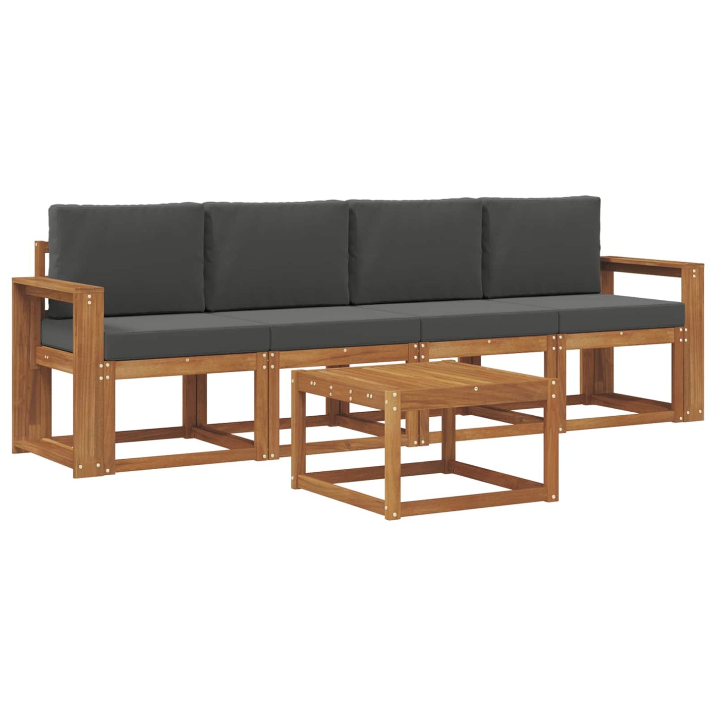 vidaXL Σειρά Καναπέ Εξωτερικού με μαξιλάρι 5 pcs Φυσικό και Ανθρακί