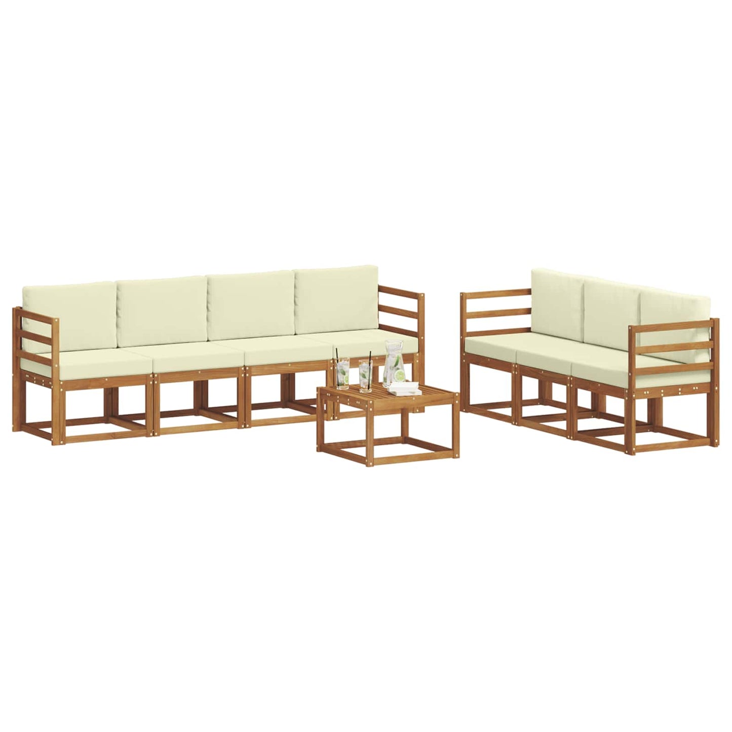 vidaXL Σειρά Καναπέ Εξωτερικού με μαξιλάρι 8 pcs Φυσικό και Κρέμα