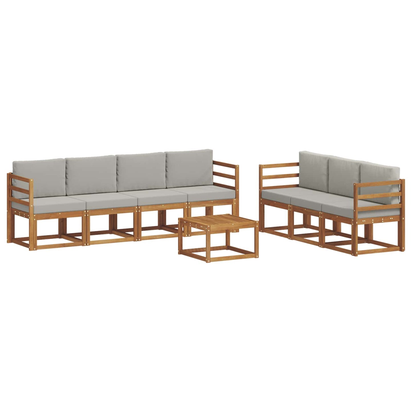 vidaXL Σειρά Καναπέ Εξωτερικού 8 pcs Φυσικό και Ανοιχτό Γκρι