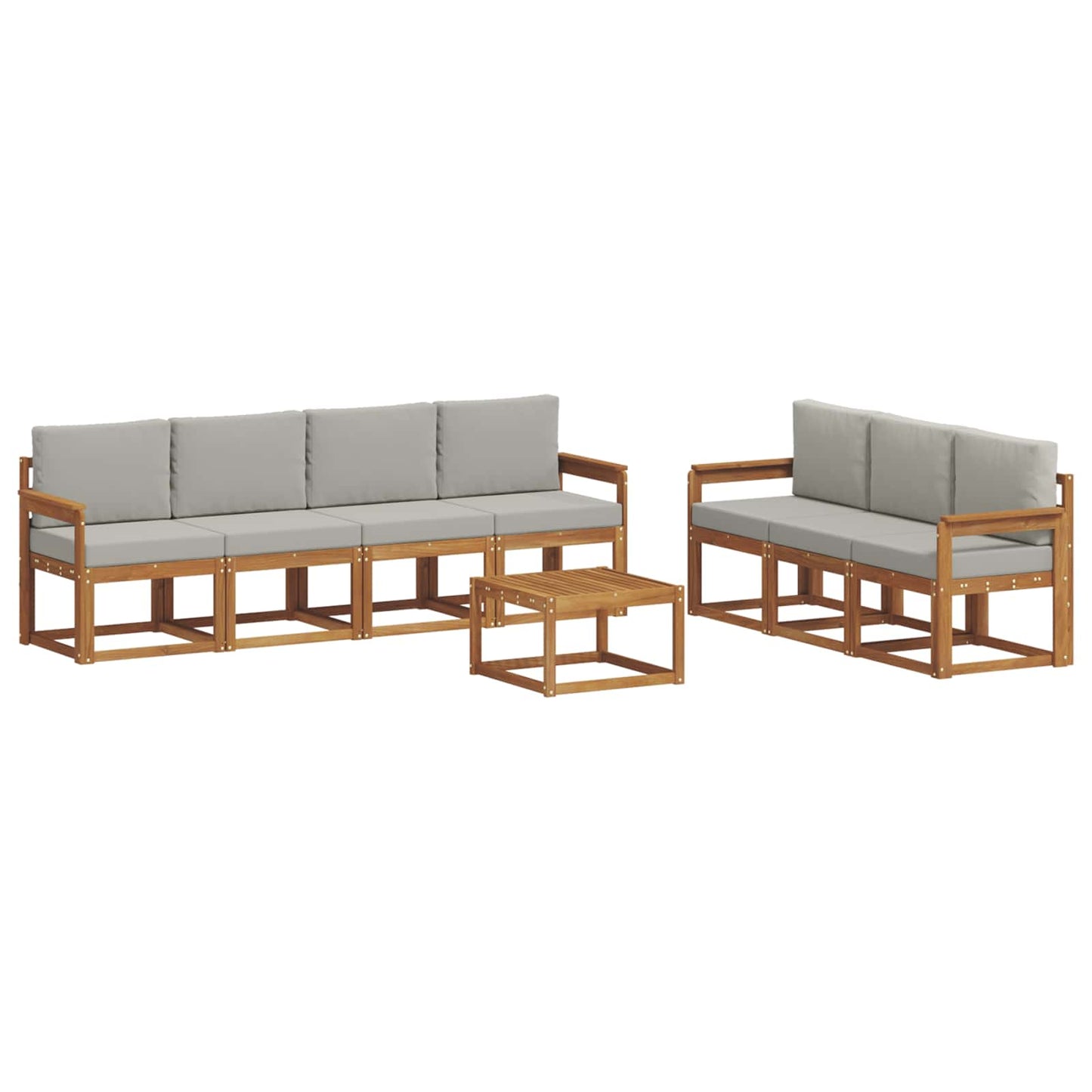 vidaXL Σειρά Καναπέ Εξωτερικού 8 pcs Φυσικό και Ανοιχτό Γκρι