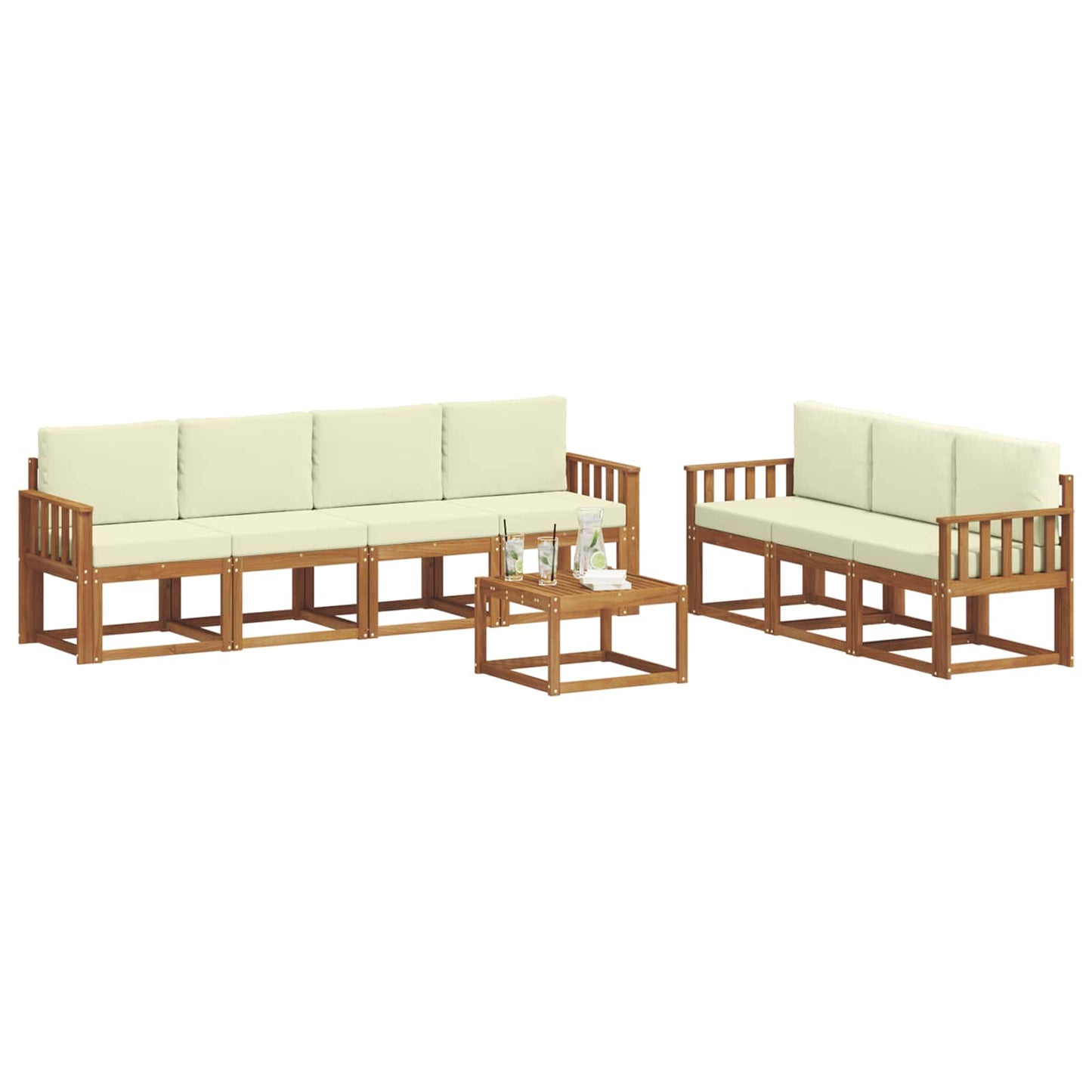 vidaXL Σειρά Καναπέ Εξωτερικού με μαξιλάρι 8 pcs Φυσικό και Κρέμα