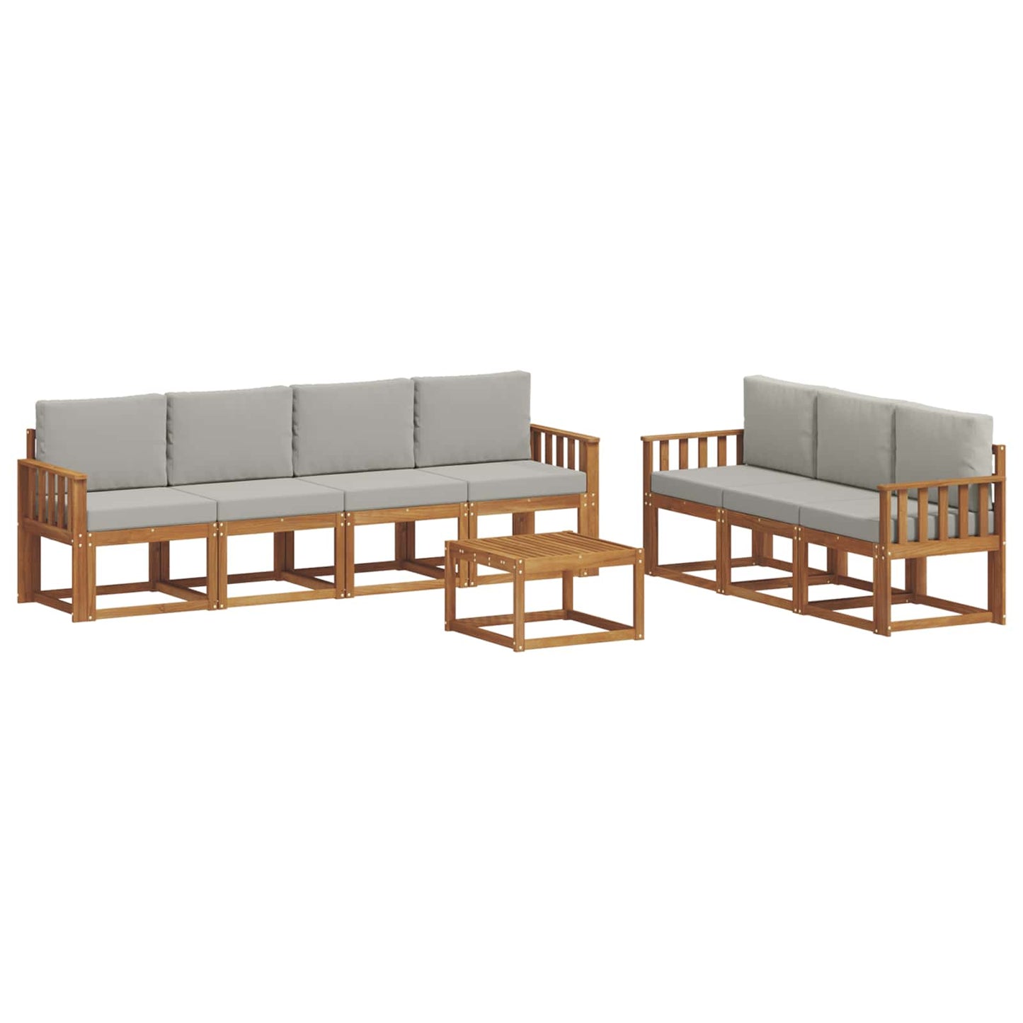 vidaXL Σειρά Καναπέ Εξωτερικού 8 pcs Φυσικό και Ανοιχτό Γκρι