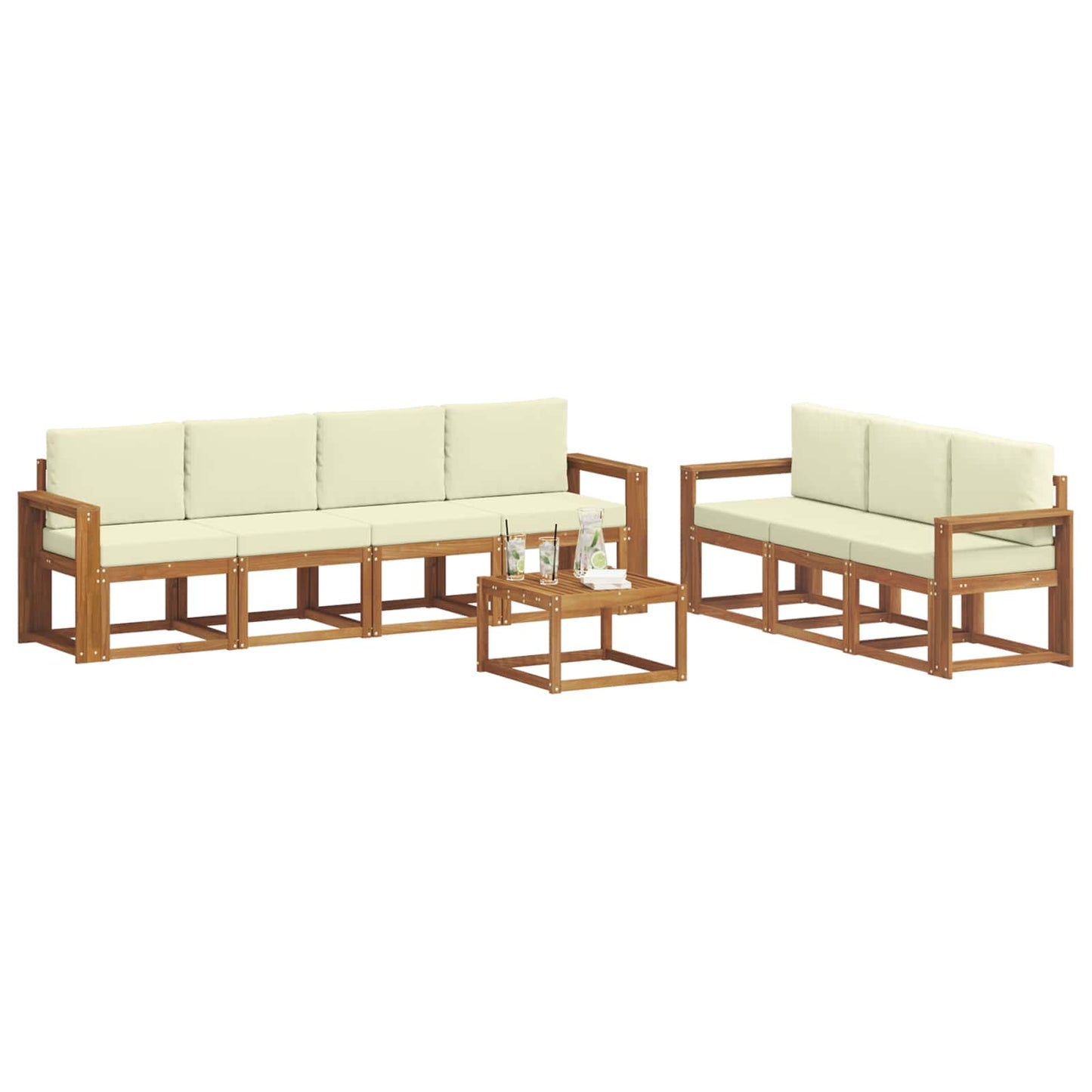 vidaXL Σειρά Καναπέ Εξωτερικού με μαξιλάρι 8 pcs Φυσικό και Κρέμα
