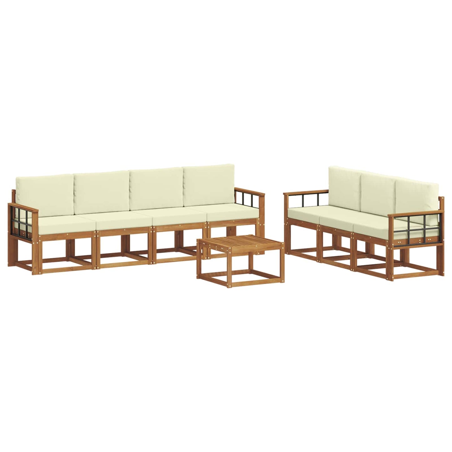 vidaXL Σειρά Καναπέ Εξωτερικού με μαξιλάρι 8 pcs Φυσικό και Κρέμα