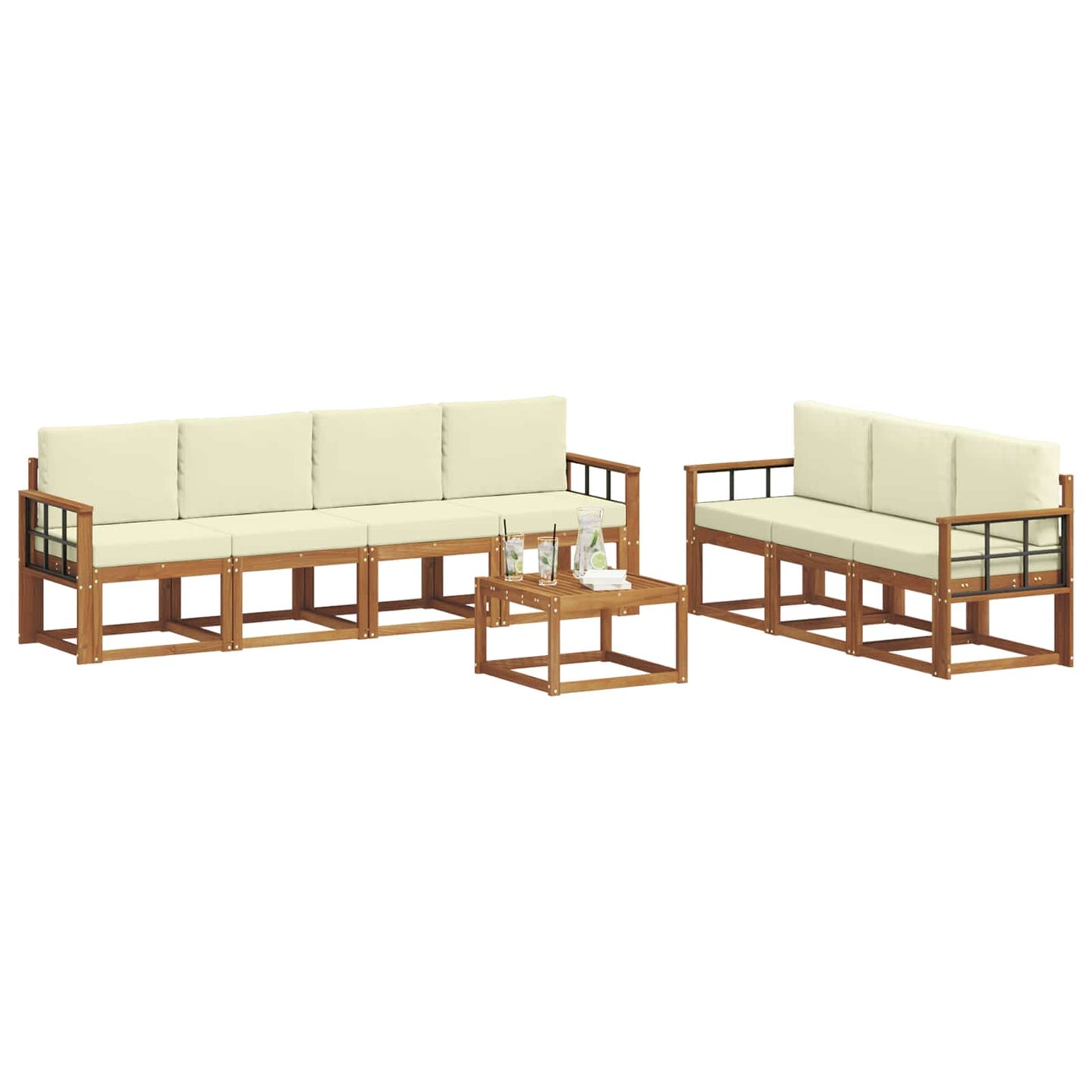 vidaXL Σειρά Καναπέ Εξωτερικού με μαξιλάρι 8 pcs Φυσικό και Κρέμα