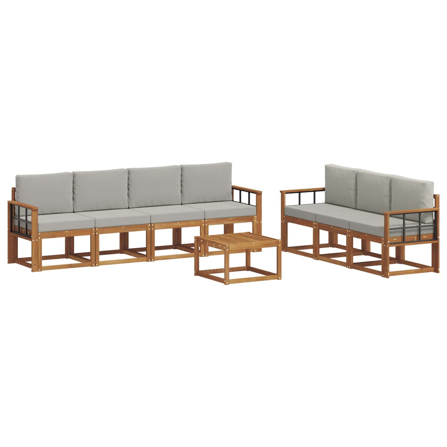 vidaXL Σειρά Καναπέ Εξωτερικού 8 pcs Φυσικό και Ανοιχτό Γκρι