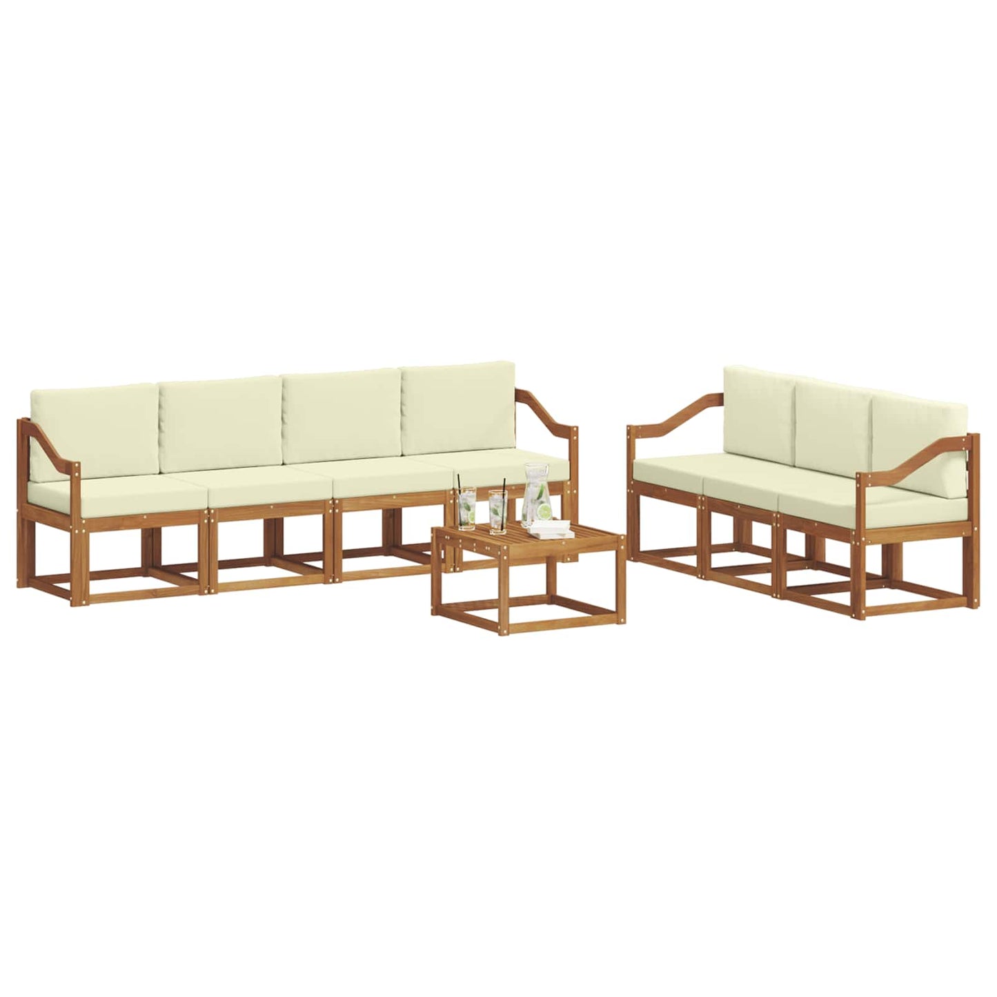 vidaXL Σειρά Καναπέ Εξωτερικού με μαξιλάρι 8 pcs Φυσικό και Κρέμα
