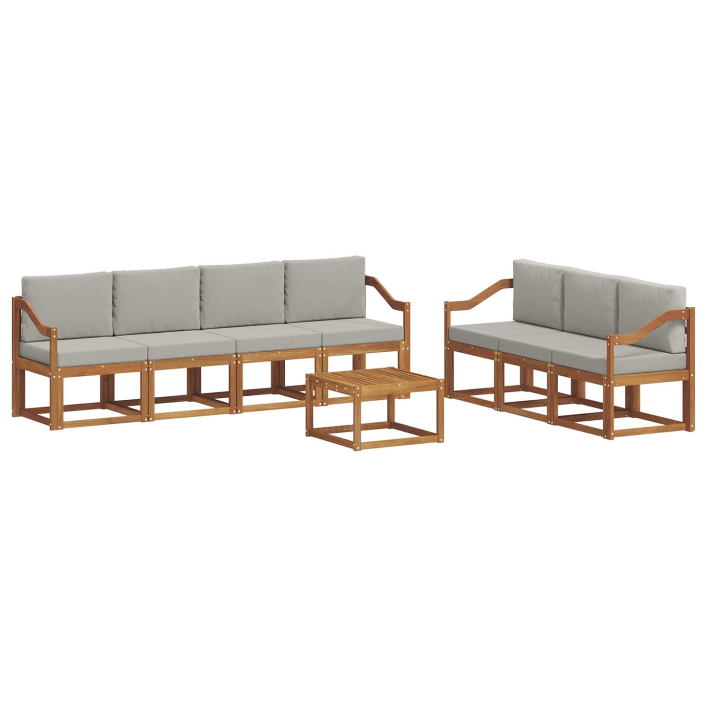 vidaXL Σειρά Καναπέ Εξωτερικού 8 pcs Φυσικό και Ανοιχτό Γκρι