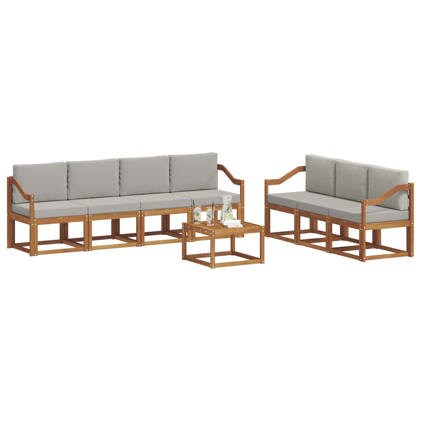 vidaXL Σειρά Καναπέ Εξωτερικού 8 pcs Φυσικό και Ανοιχτό Γκρι