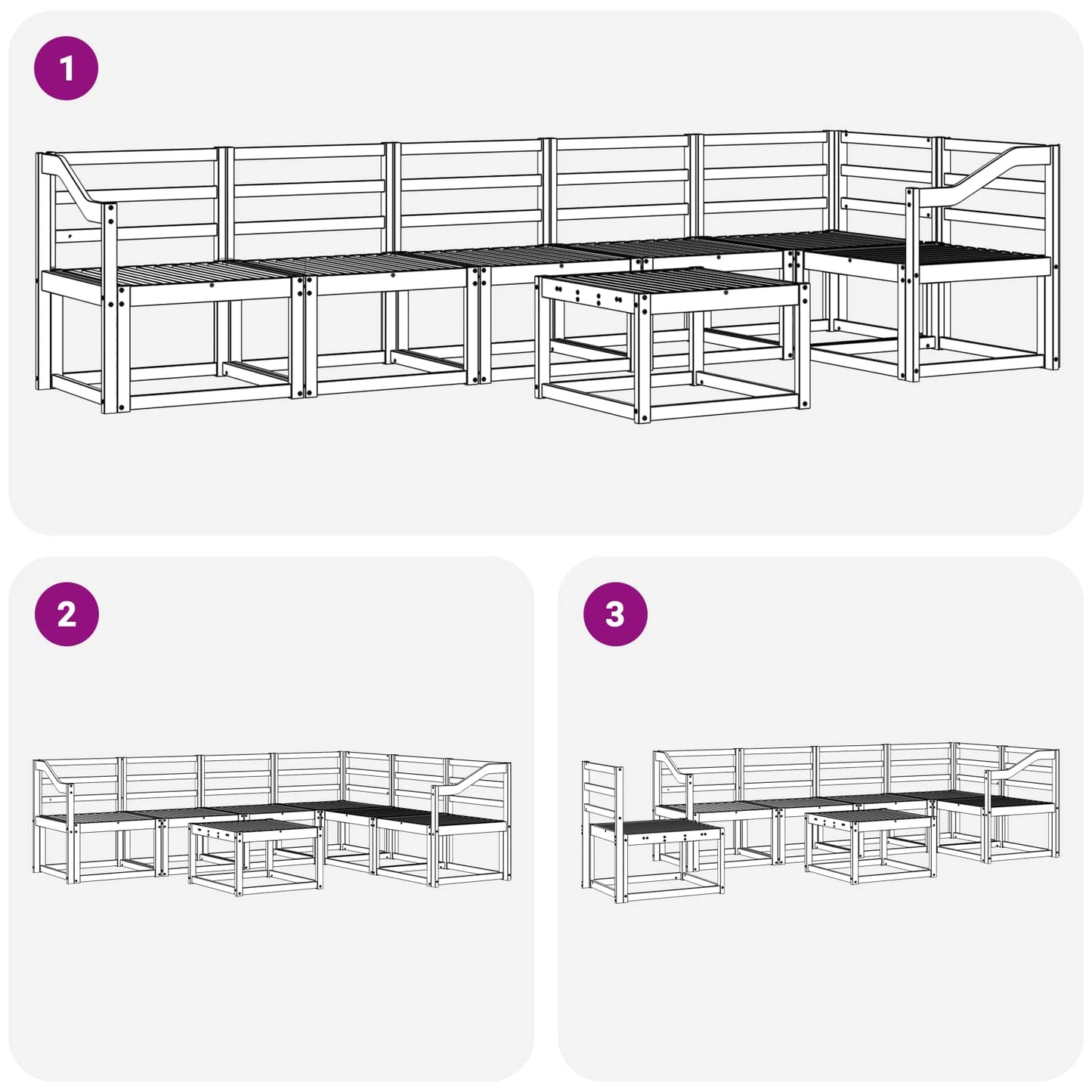 vidaXL Σειρά Καναπέ Εξωτερικού 7 pcs Φυσικό Στερεό Ξύλο Ακακίας