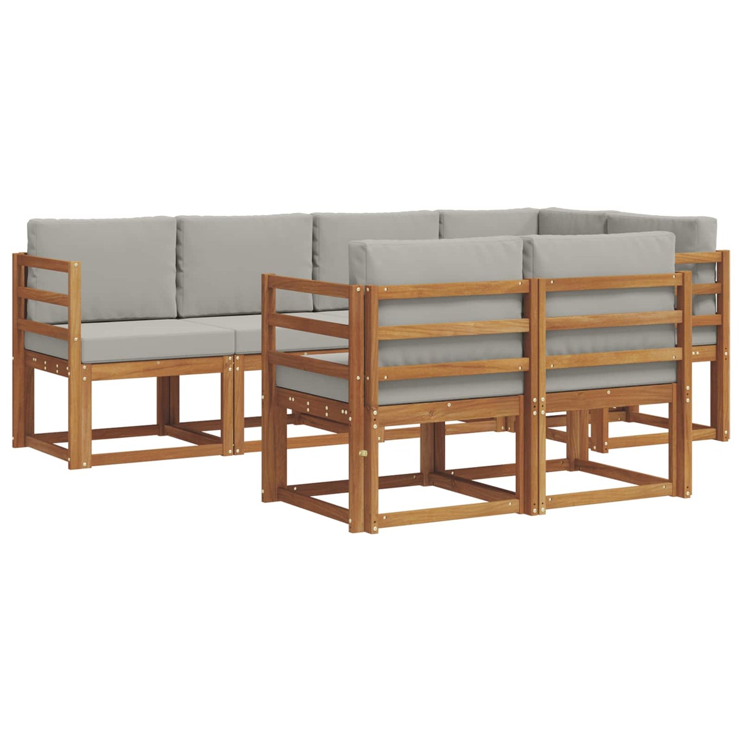 vidaXL Σειρά Καναπέ Εξωτερικού 7 pcs Φυσικό και Ανοιχτό Γκρι