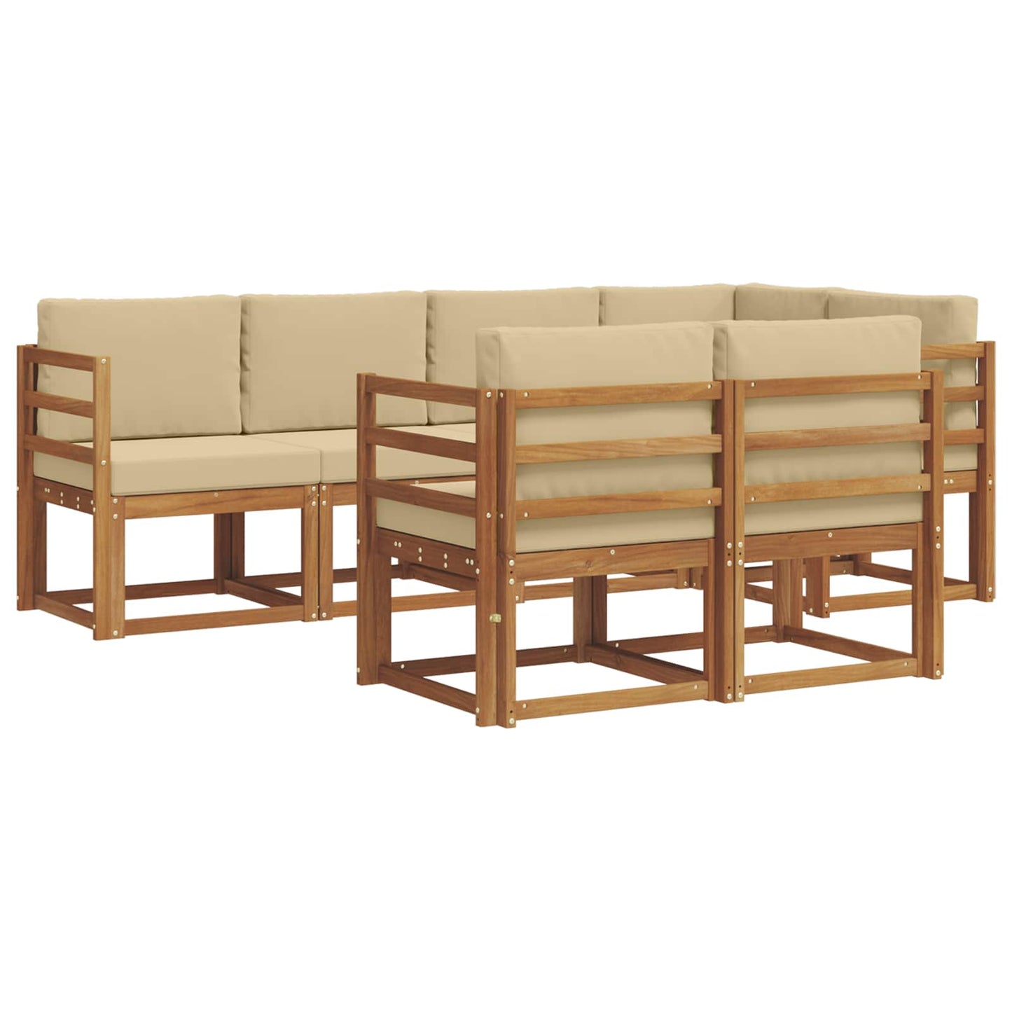 vidaXL Σειρά Καναπέ Εξωτερικού με μαξιλάρι 7 pcs Φυσικό και Μπεζ
