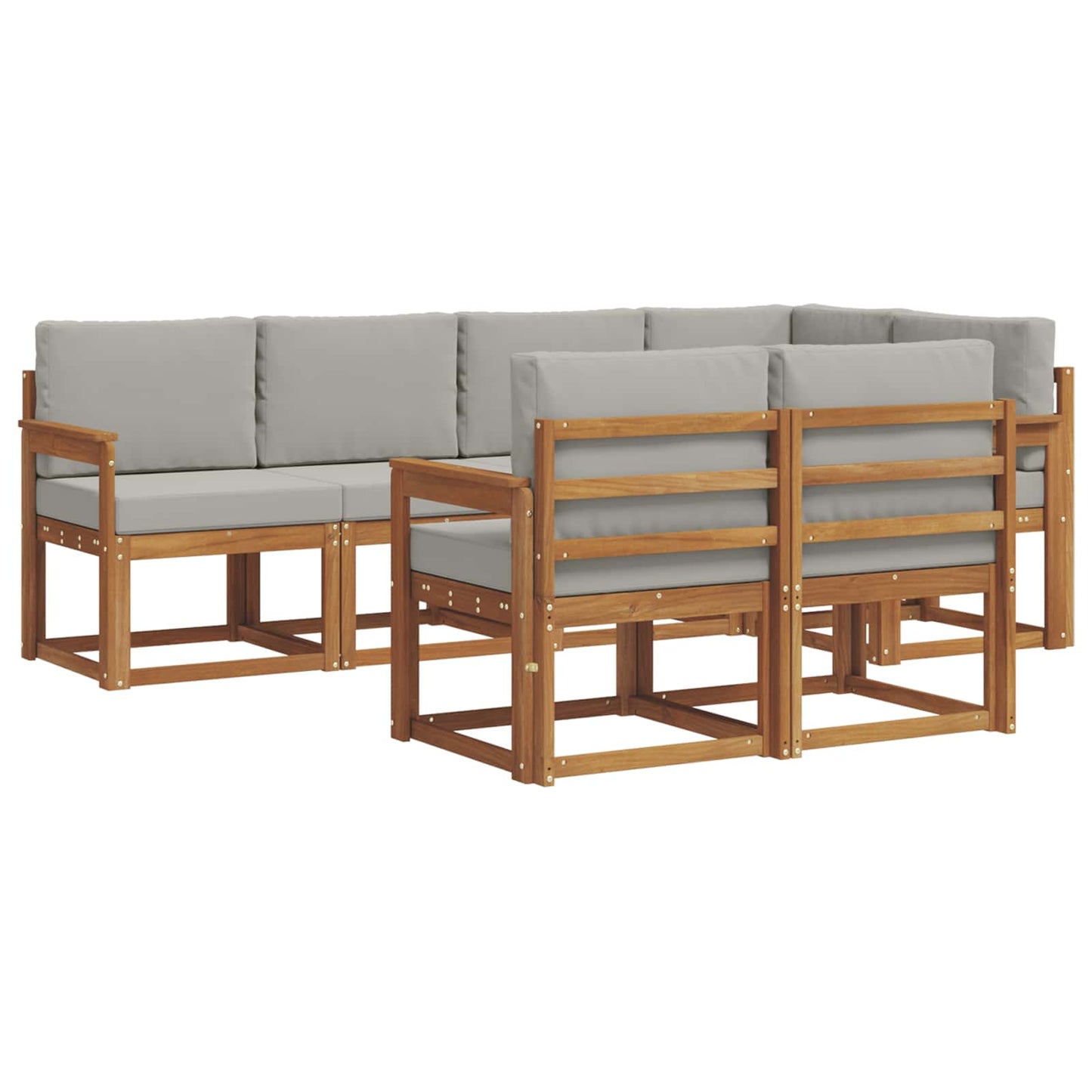 vidaXL Σειρά Καναπέ Εξωτερικού 7 pcs Φυσικό και Ανοιχτό Γκρι