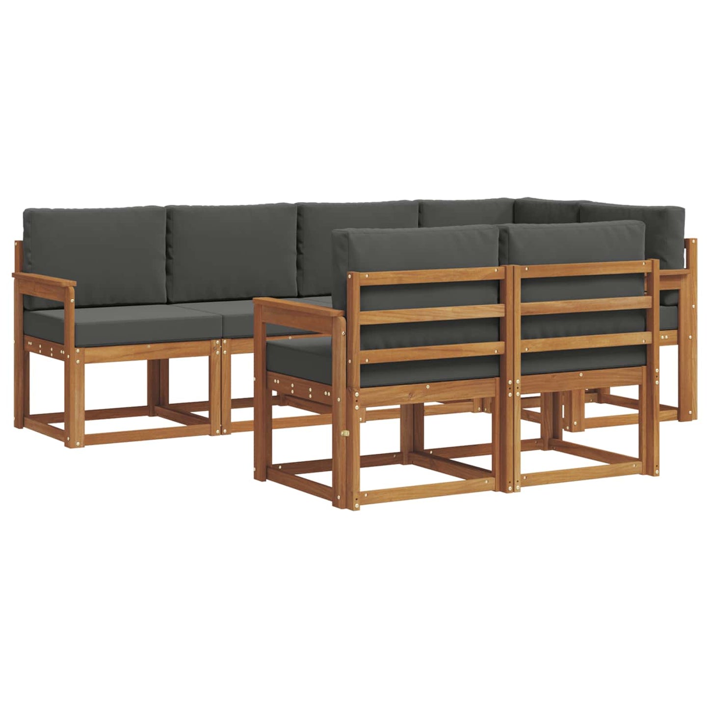 vidaXL Σειρά Καναπέ Εξωτερικού με μαξιλάρι 7 pcs Φυσικό και Ανθρακί