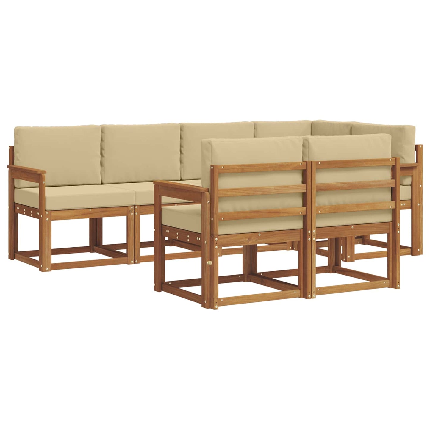 vidaXL Σειρά Καναπέ Εξωτερικού με μαξιλάρι 7 pcs Φυσικό και Μπεζ