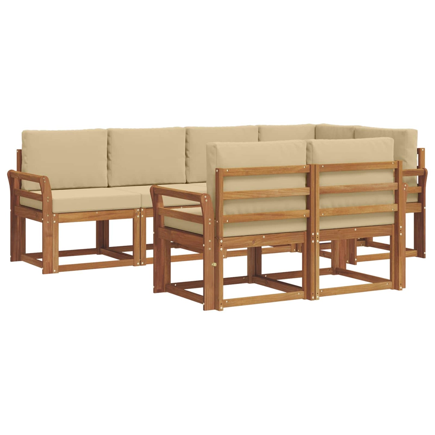 vidaXL Σειρά Καναπέ Εξωτερικού με μαξιλάρι 7 pcs Φυσικό και Μπεζ