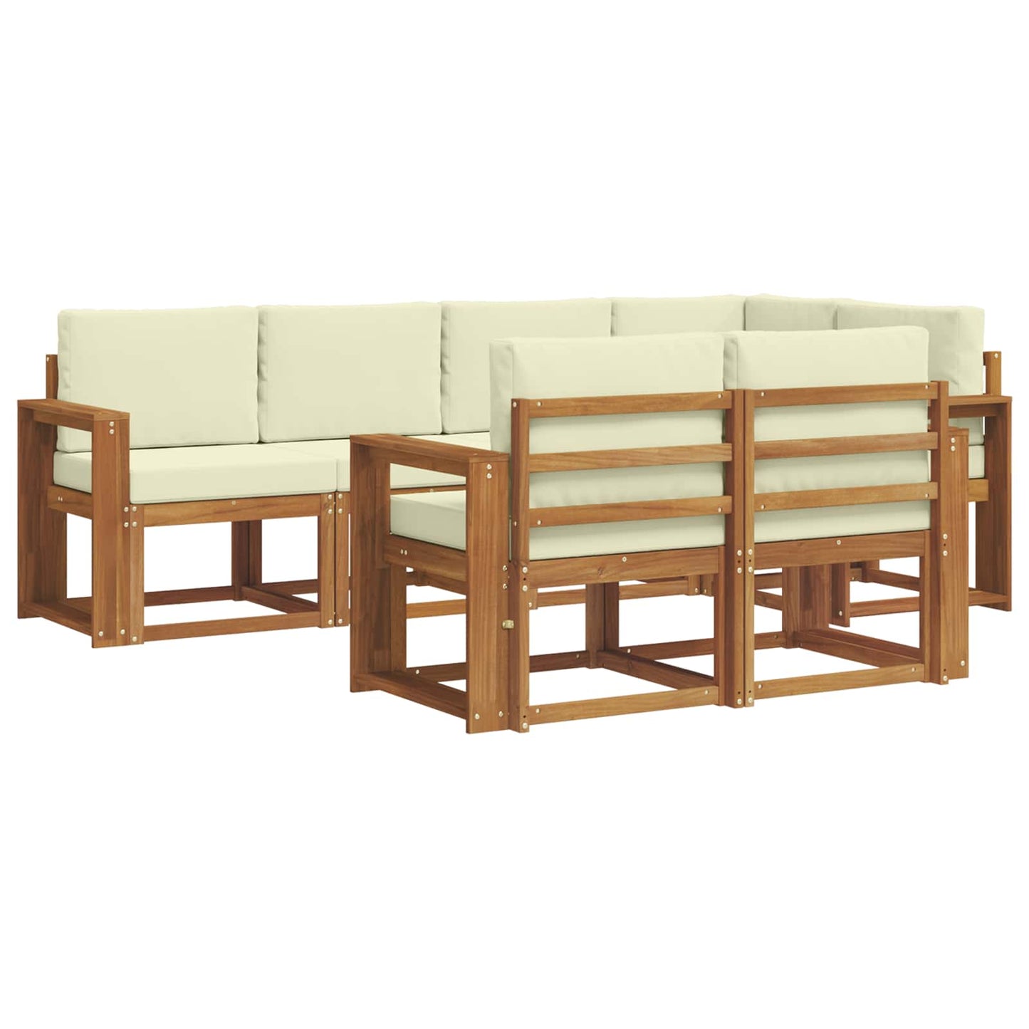 vidaXL Σειρά Καναπέ Εξωτερικού με μαξιλάρι 7 pcs Φυσικό και Κρέμα
