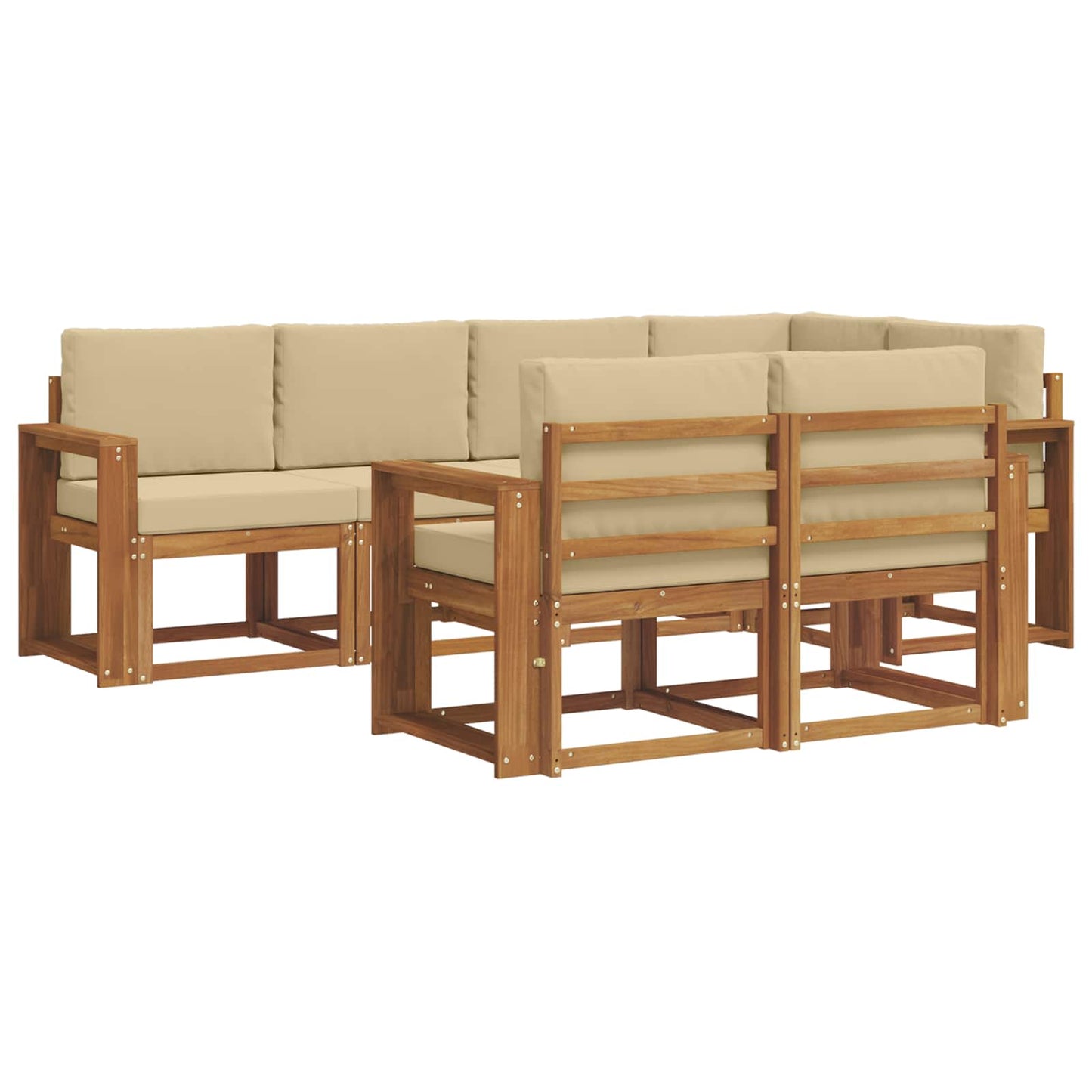vidaXL Σειρά Καναπέ Εξωτερικού με μαξιλάρι 7 pcs Φυσικό και Μπεζ