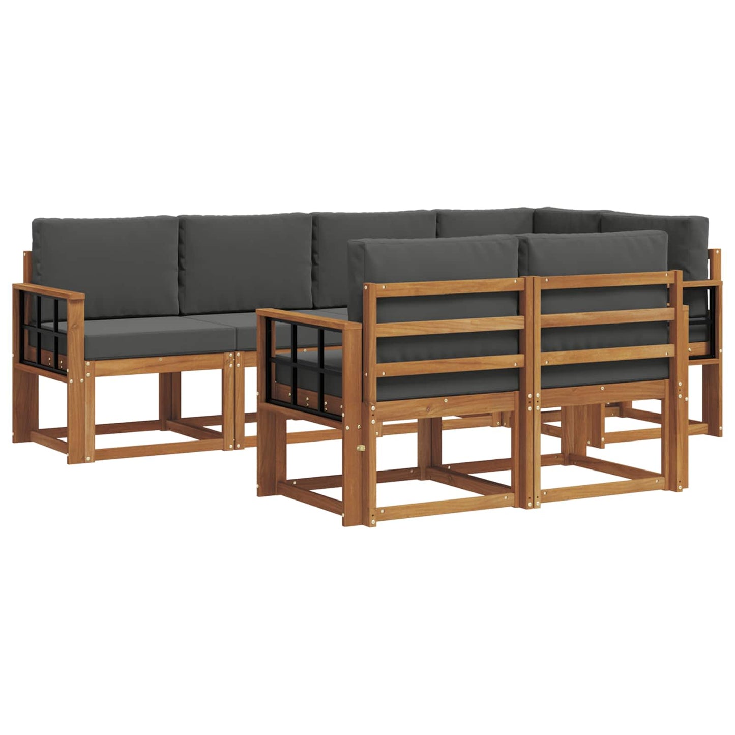 vidaXL Σειρά Καναπέ Εξωτερικού με μαξιλάρι 7 pcs Φυσικό και Ανθρακί
