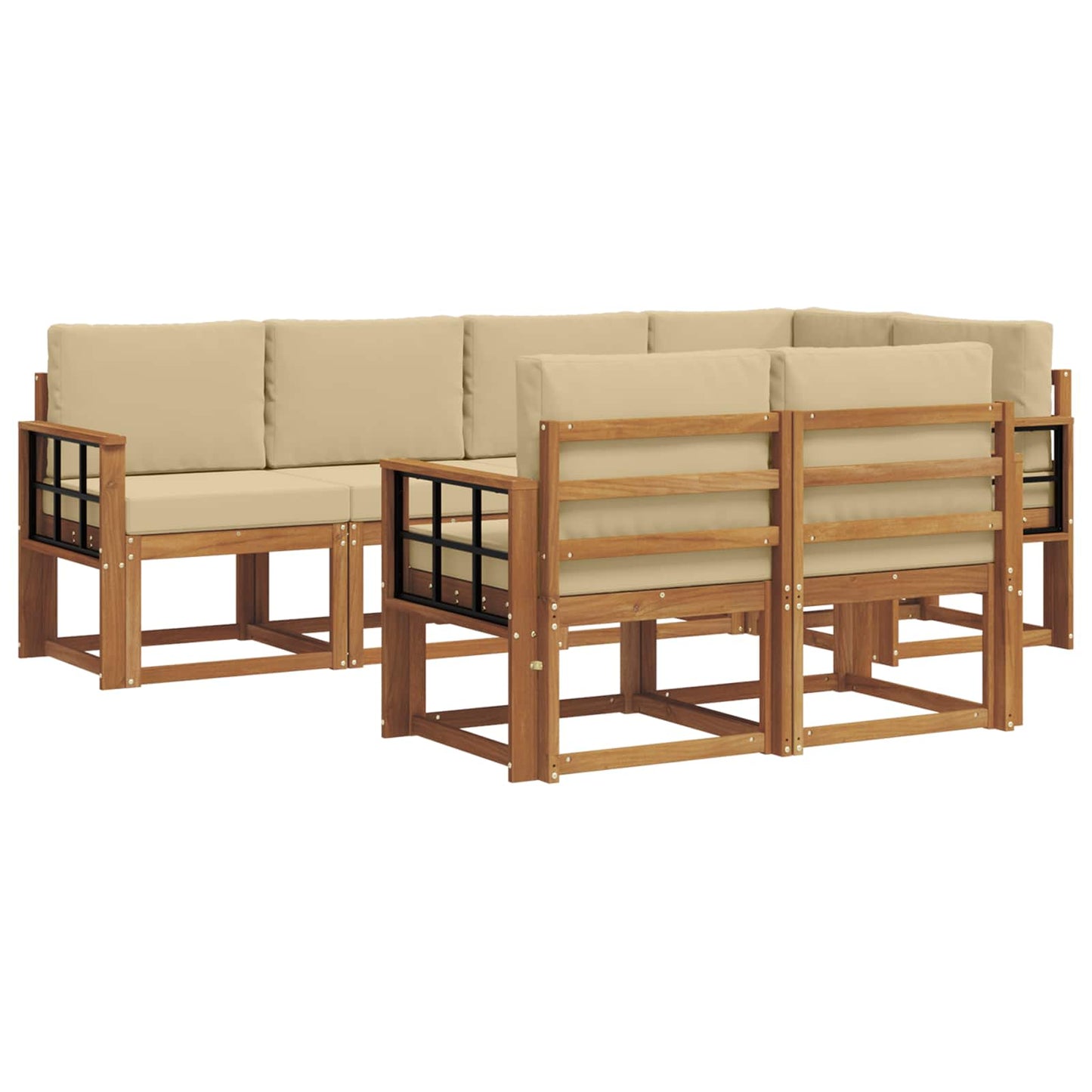 vidaXL Σειρά Καναπέ Εξωτερικού με μαξιλάρι 7 pcs Φυσικό και Μπεζ