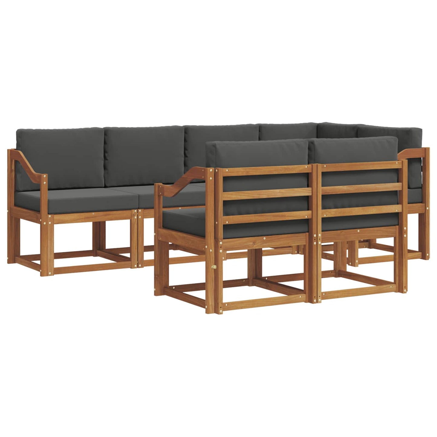 vidaXL Σειρά Καναπέ Εξωτερικού με μαξιλάρι 7 pcs Φυσικό και Ανθρακί