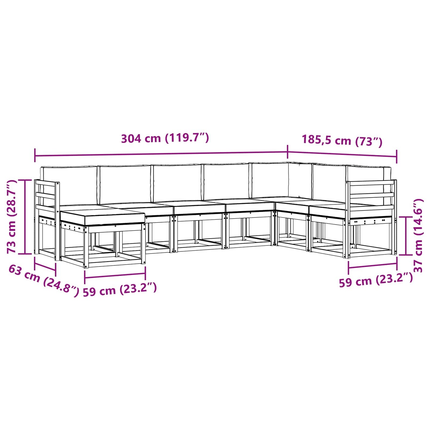 vidaXL Σειρά Καναπέ Εξωτερικού 8 pcs Φυσικό και Ανοιχτό Γκρι
