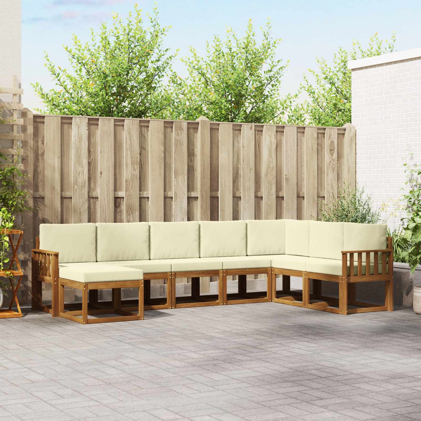 vidaXL Σειρά Καναπέ Εξωτερικού με μαξιλάρι 8 pcs Φυσικό και Κρέμα