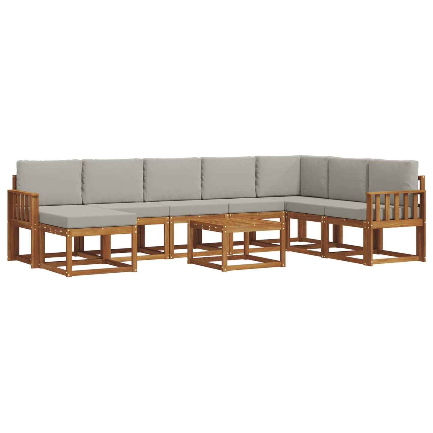 vidaXL Σειρά Καναπέ Εξωτερικού 9 τμχ. Φυσικό και Ανοιχτό Γκρι