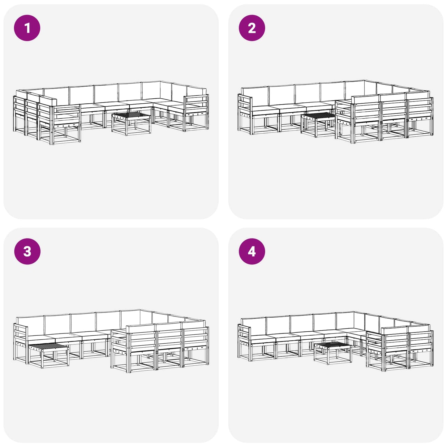 vidaXL Σειρά Καναπέ Εξωτερικού 11 τμχ. Φυσικό και Ανοιχτό Γκρι