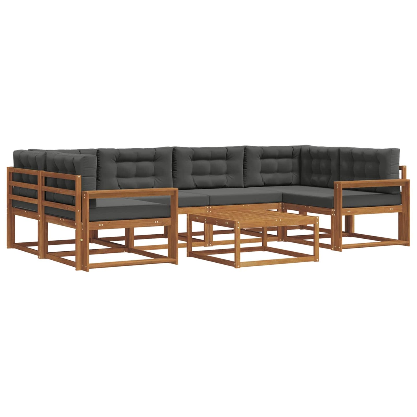vidaXL Σειρά Καναπέ Εξωτερικού 7 τμχ. Φυσικό και Ανθρακί