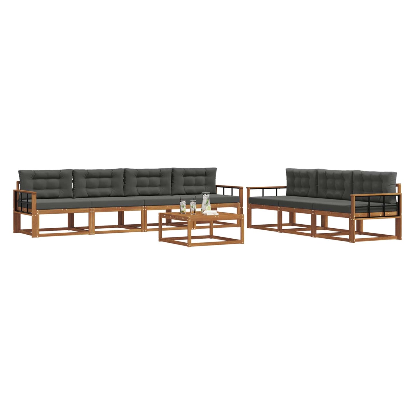 vidaXL Σειρά Καναπέ Εξωτερικού 8 τμχ. Φυσικό και Ανθρακί