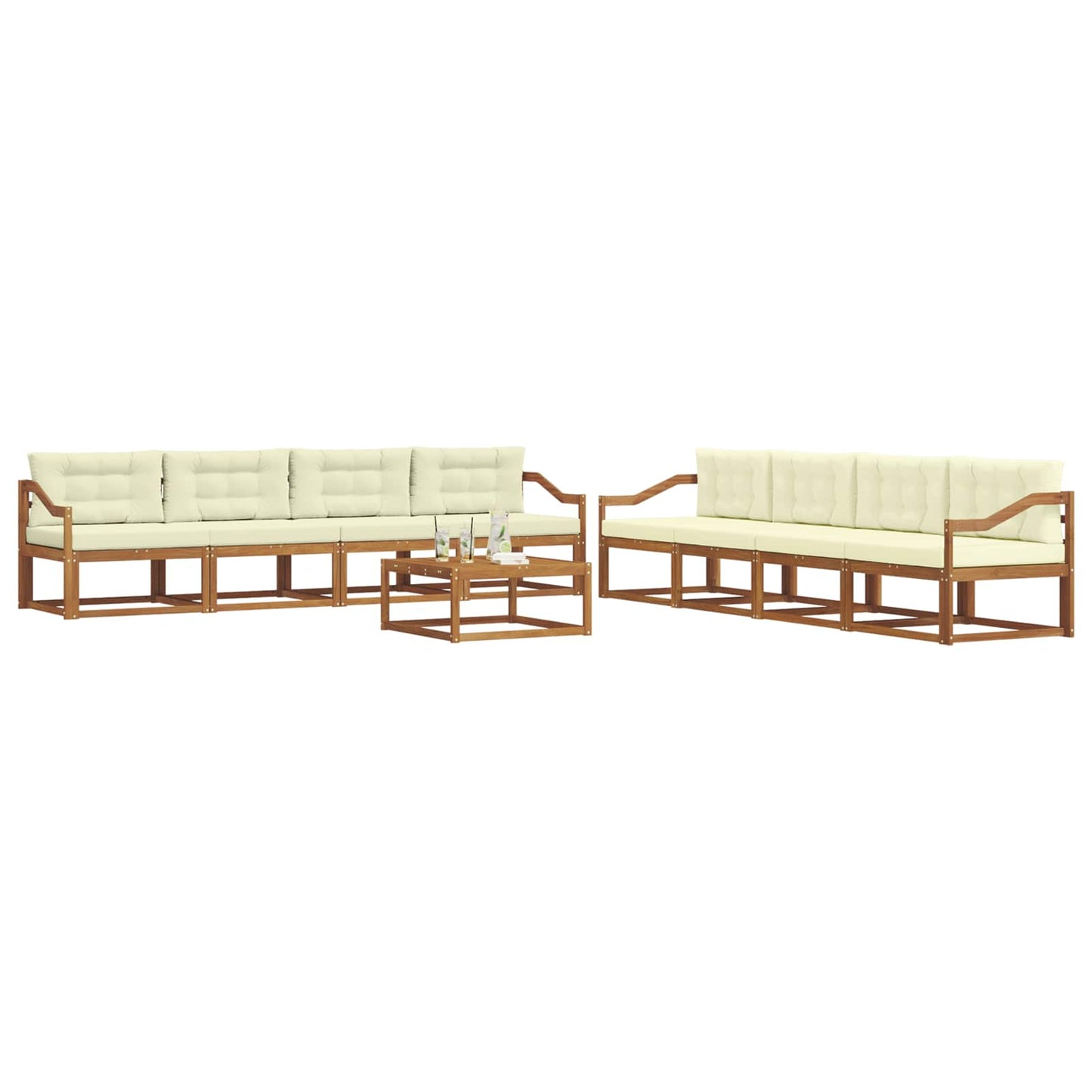 vidaXL Σειρά Καναπέ Εξωτερικού 9 τμχ. Φυσικό και Κρέμα
