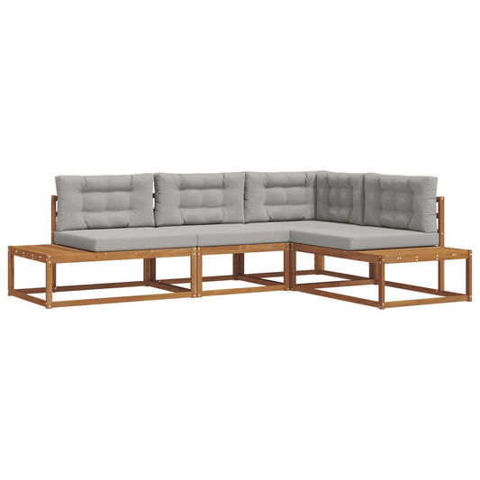 vidaXL Σειρά Καναπέ Εξωτερικού Φυσικό και Ανοιχτό Γκρι