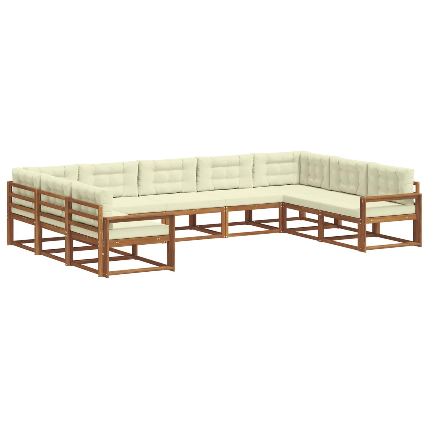 vidaXL Σειρά Καναπέ Εξωτερικού με μαξιλάρι 9 pcs Φυσικό και Κρέμα