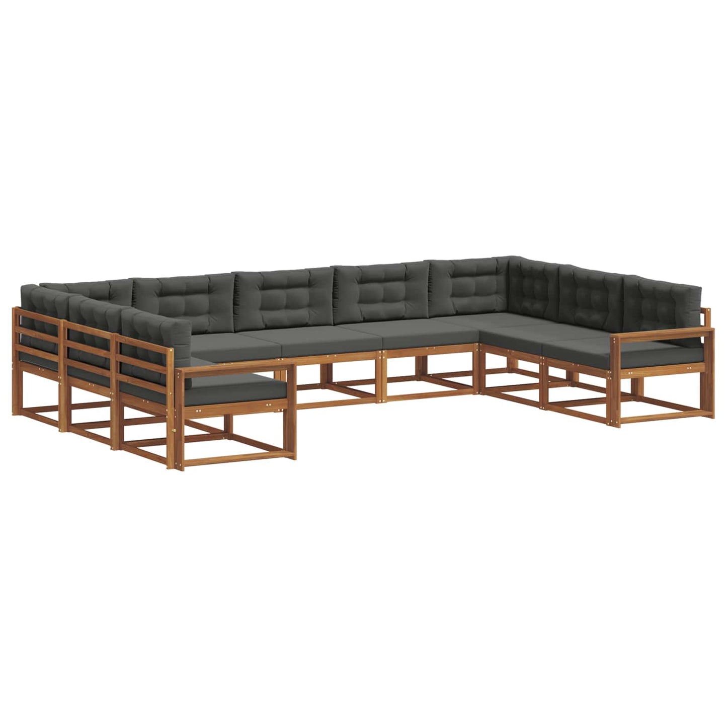 vidaXL Σειρά Καναπέ Εξωτερικού με μαξιλάρι 9 pcs Φυσικό και Ανθρακί