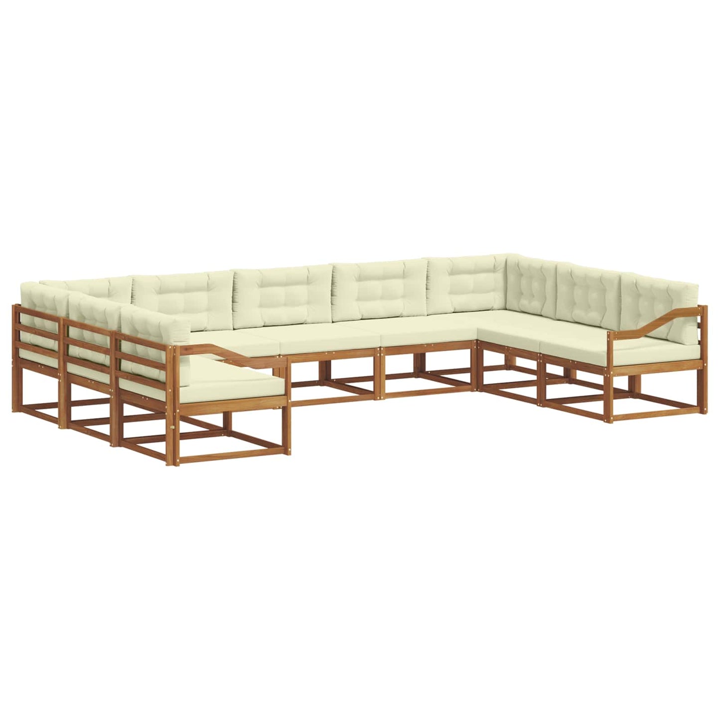 vidaXL Σειρά Καναπέ Εξωτερικού με μαξιλάρι 9 pcs Φυσικό και Κρέμα