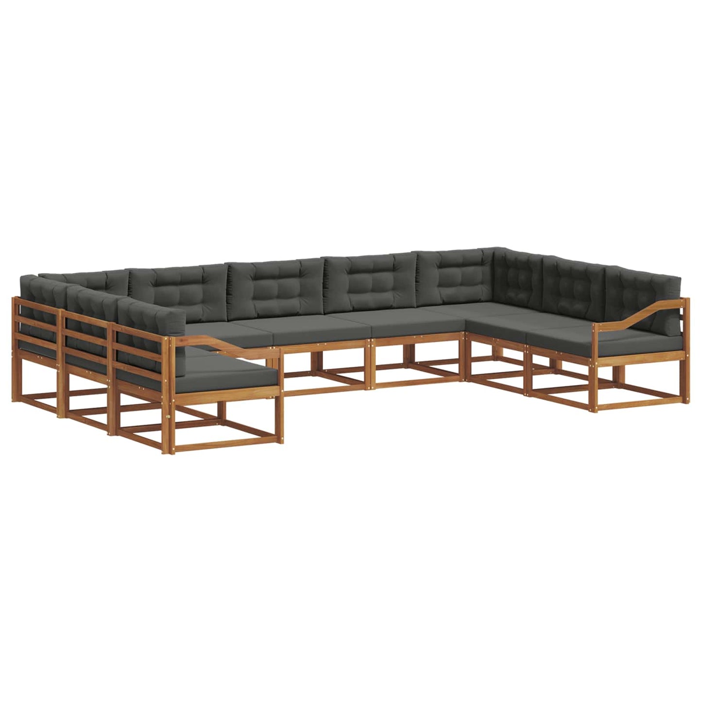 vidaXL Σειρά Καναπέ Εξωτερικού με μαξιλάρι 9 pcs Φυσικό και Ανθρακί