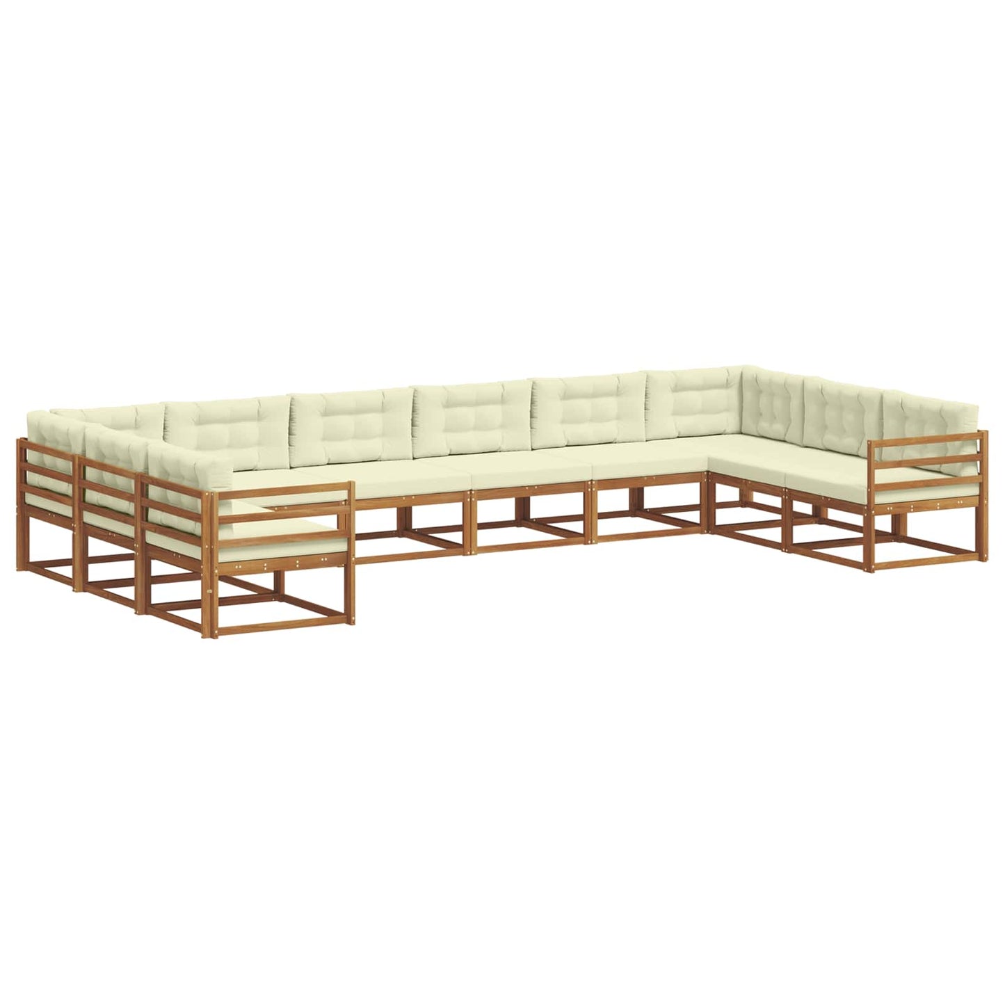 vidaXL Σειρά Καναπέ Εξωτερικού με μαξιλάρι 10 pcs Φυσικό και Κρέμα