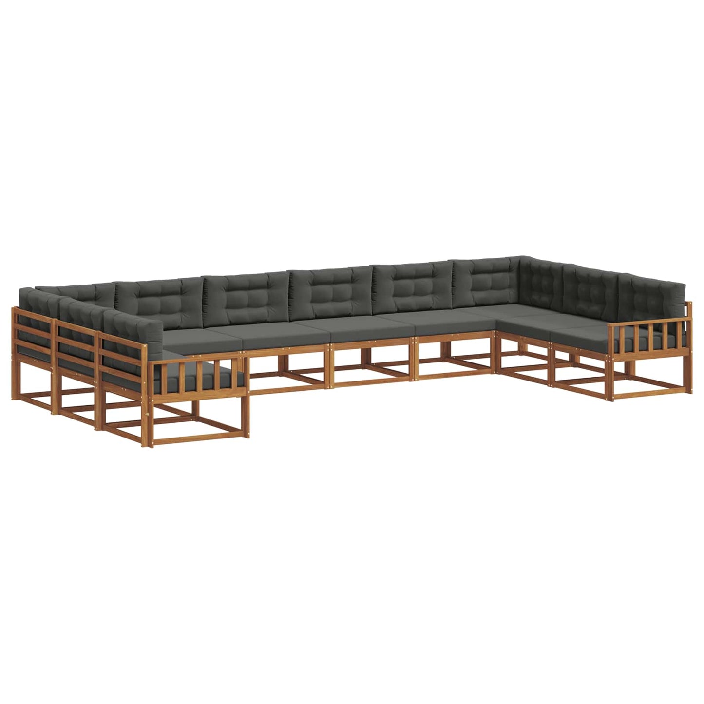 vidaXL Σειρά Καναπέ Εξωτερικού με μαξιλάρι 10 pcs Φυσικό και Ανθρακί