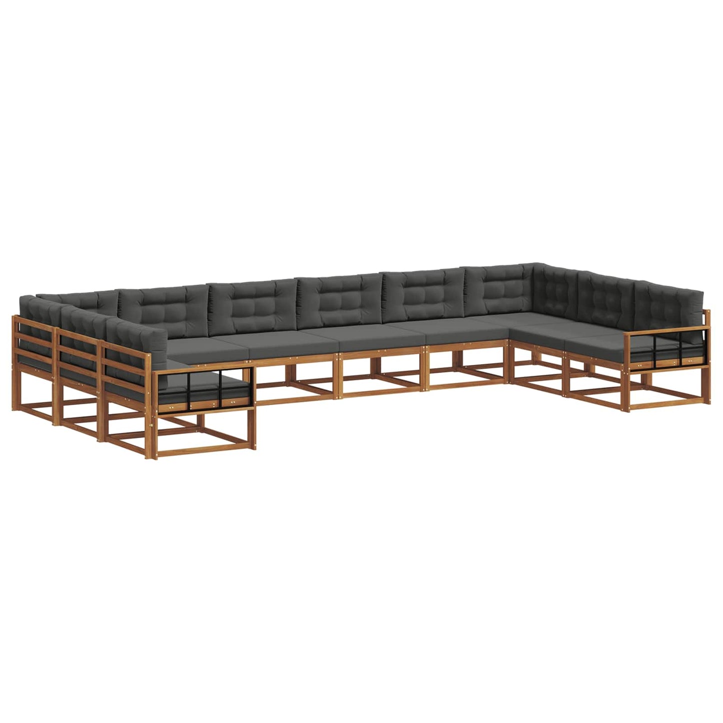 vidaXL Σειρά Καναπέ Εξωτερικού με μαξιλάρι 10 pcs Φυσικό και Ανθρακί