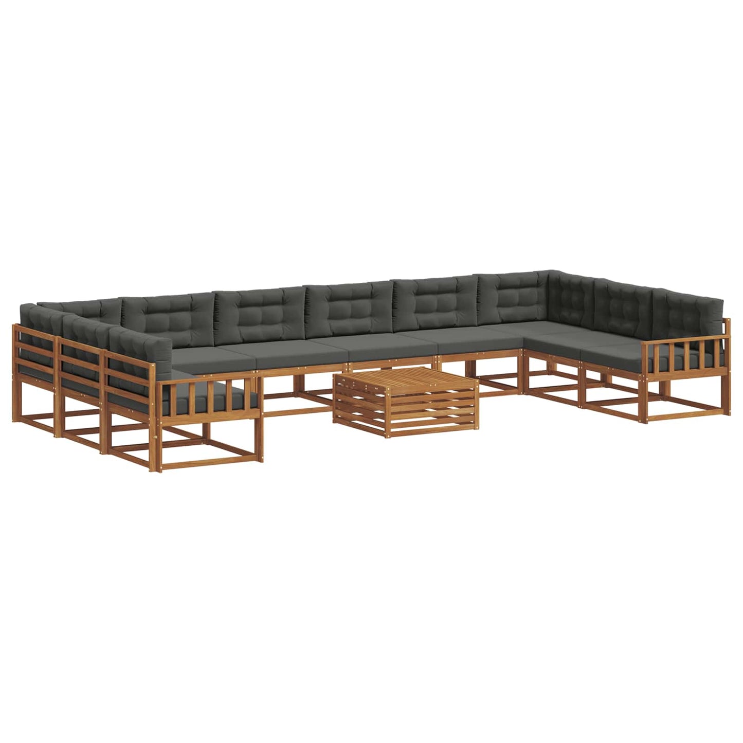 vidaXL Σειρά Καναπέ Εξωτερικού με μαξιλάρι 11 pcs Φυσικό και Ανθρακί