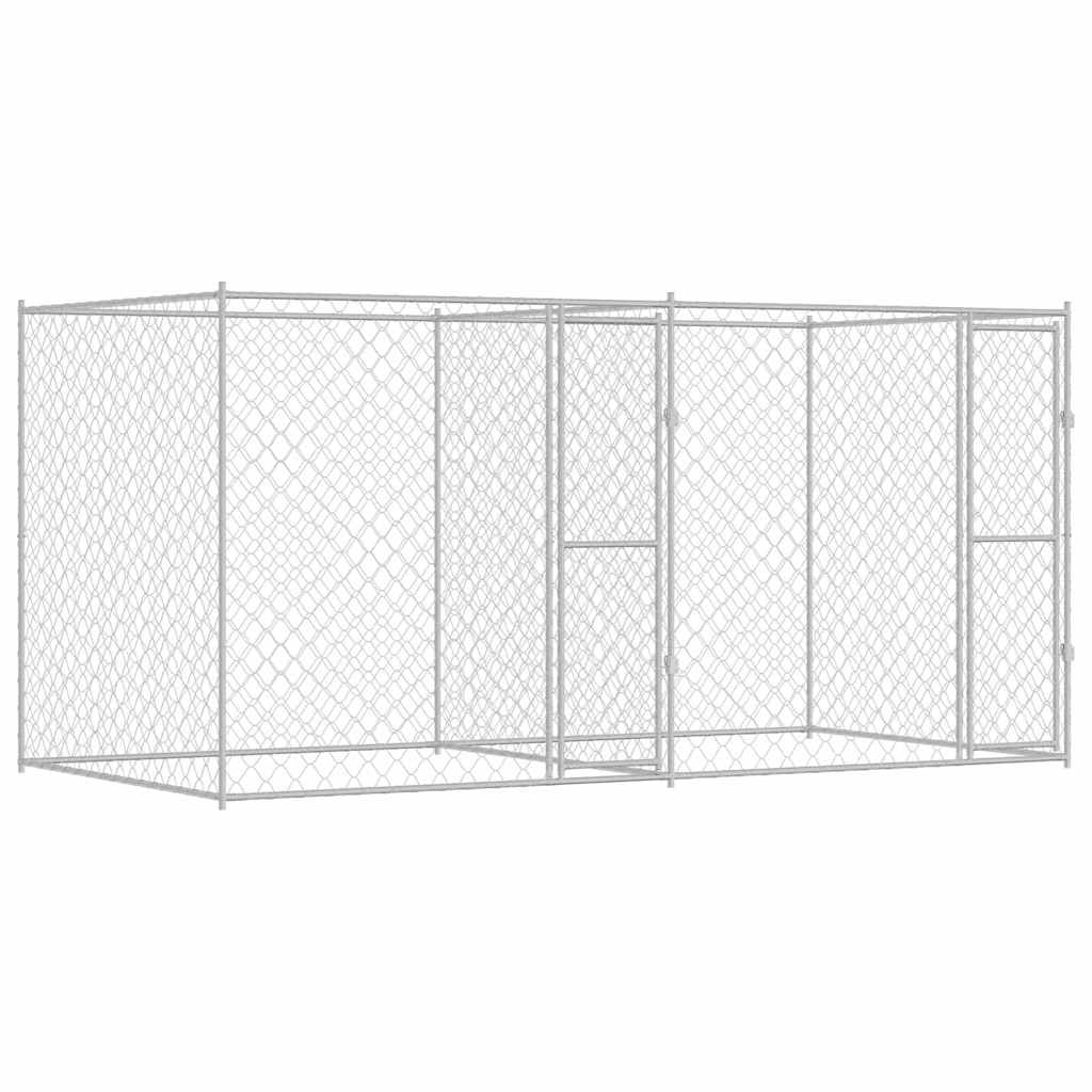 vidaXL Κλουβί σκύλου Ασημί 400 x 200 x 200 εκ. Επικαλυμμένος Χάλυβας