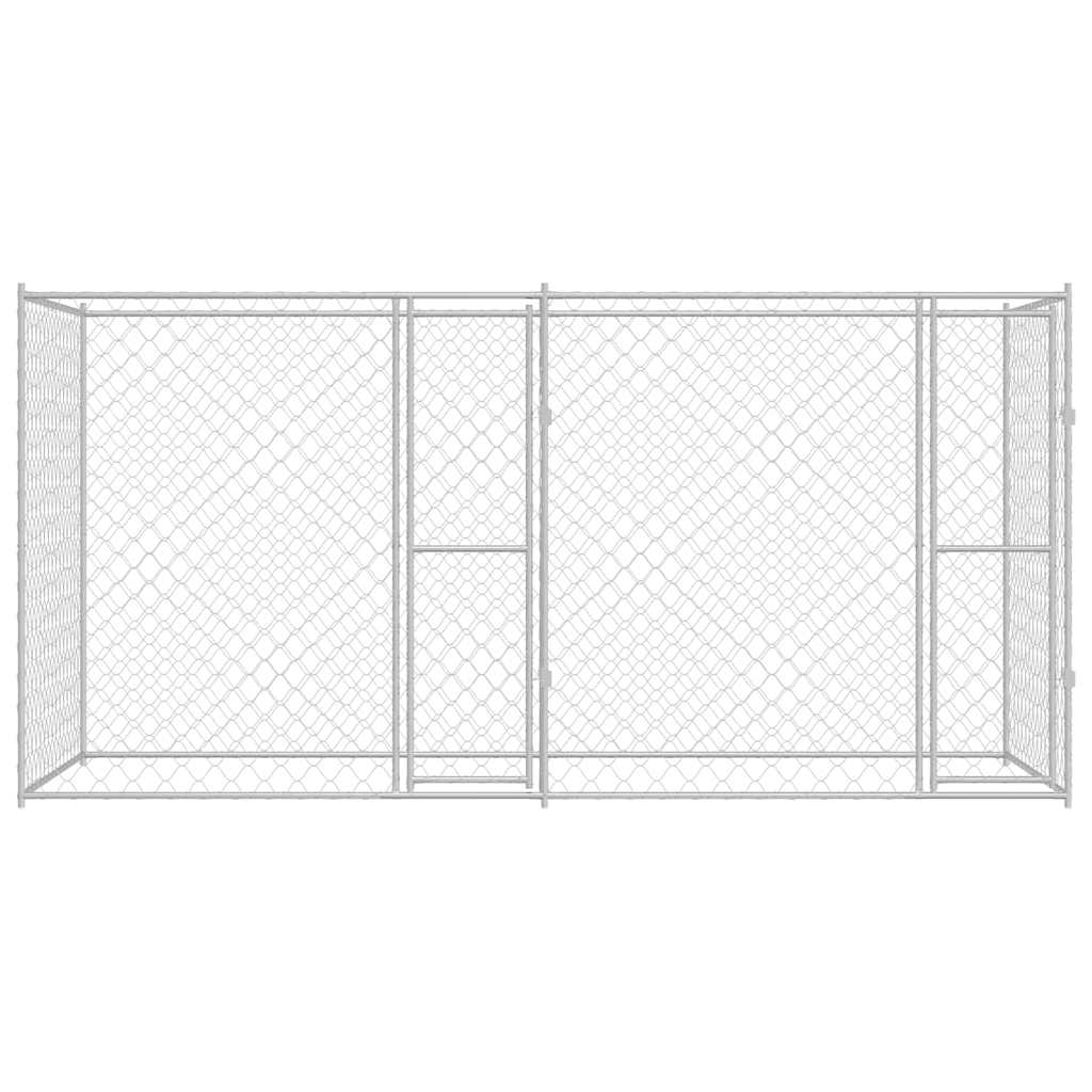 vidaXL Κλουβί σκύλου Ασημί 400 x 200 x 200 εκ. Επικαλυμμένος Χάλυβας