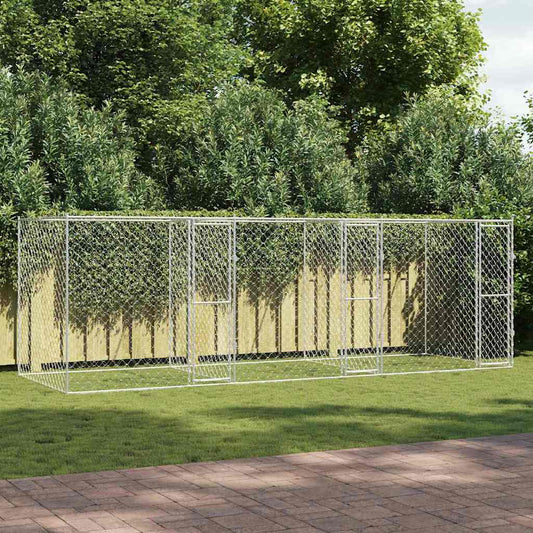 vidaXL Κλουβί σκύλου Ασημί 600 x 200 x 200 εκ. Επικαλυμμένος Χάλυβας