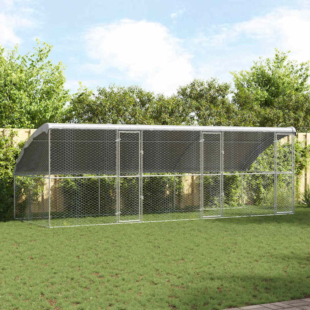 vidaXL Κλουβί Σκύλου με αποθήκευση 3 pcs Ασημί 6 x 2 x 2 m Ατσάλι