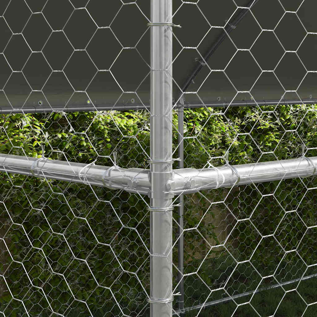 vidaXL Κλουβί Σκύλου με αποθήκευση 4 pcs Ασημί 8 x 2 x 2 m Ατσάλι