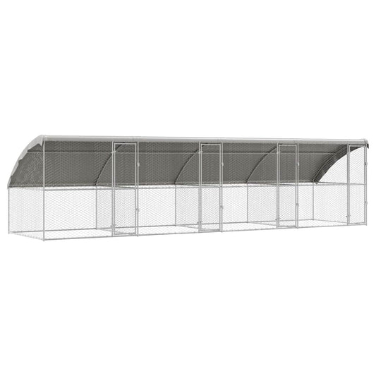 vidaXL Κλουβί Σκύλου με αποθήκευση 4 pcs Ασημί 8 x 2 x 2 m Ατσάλι