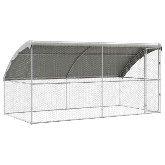 vidaXL Κλουβί Σκύλου με αποθήκευση 2 pcs Ασημί 4 x 2 x 2 m Ατσάλι